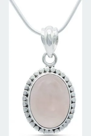 mantraroma Kette mit Anhänger PUNTI aus 925 Silber mit Rosenquarz (Kettenanhänger uns Kette), 925 Sterling Silber Ketten mit Kettenanhänger für Damen - Verkäufer: