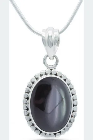 mantraroma Kette mit Anhänger PUNTI aus 925 Silber mit Onyx (Kettenanhänger uns Kette), 925 Sterling Silber Ketten mit Kettenanhänger für Damen - Verkäufer: