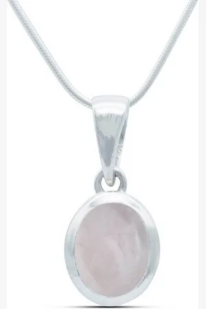 mantraroma Kette mit Anhänger MIALE oval aus 925 Silber mit Rosenquarz (Kettenanhänger uns Kette), 925 Sterling Silber Ketten mit Kettenanhänger für Damen - Verkäufer:
