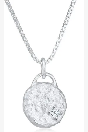 Elli DIAMONDS Kette mit Anhänger Diamant (0.03 ct) Plättchen Vintage 925 Silber, Diamant - Verkäufer: JULIE & GRACE GmbH