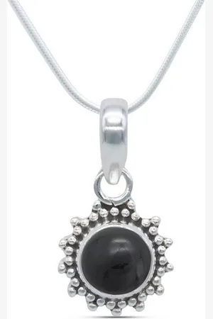 mantraroma Kette mit Anhänger BUWAN rund aus 925 Silber mit Onyx (Kettenanhänger uns Kette), 925 Sterling Silber Ketten mit Kettenanhänger für Damen - Verkäufer: