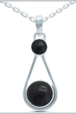 mantraroma Kette mit Anhänger HATA aus 925 Silber mit Onyx (Kettenanhänger uns Kette), 925 Sterling Silber Ketten mit Kettenanhänger für Damen - Verkäufer: