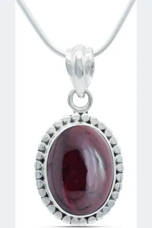 mantraroma Kette mit Anhänger PUNTI aus 925 Silber mit Granat (Kettenanhänger uns Kette), 925 Sterling Silber Ketten mit Kettenanhänger für Damen - Verkäufer: