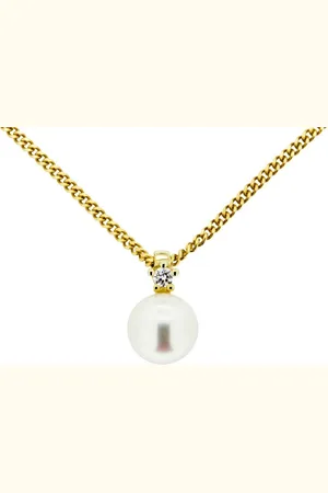 Orolino Kette mit Anhänger 585 Gold mit Brillant 0,03ct. + Perle weiß 6,5-7mm