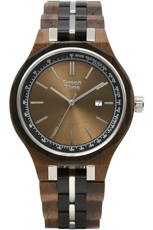 Green Time Quarzuhr ZW166D, Armbanduhr, Herrenuhr, Holzuhr, Datum