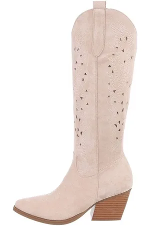 Ital-Design Damen Cowboyboots Western Westernstiefel (84160517) Blockabsatz Western- & Bikerstiefel in Beige - Verkäufer: