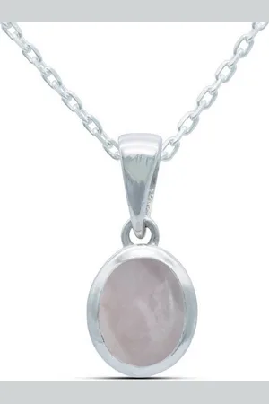 mantraroma Kette mit Anhänger MIALE oval aus 925 Silber mit Rosenquarz (Kettenanhänger uns Kette), 925 Sterling Silber Ketten mit Kettenanhänger für Damen - Verkäufer: