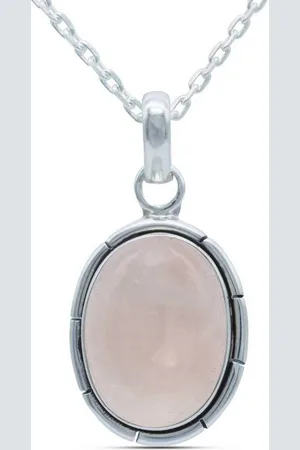mantraroma Kette mit Anhänger DAMIRA aus 925 Silber mit Rosenquarz (Kettenanhänger uns Kette), 925 Sterling Silber Ketten mit Kettenanhänger für Damen - Verkäufer: