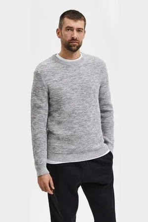 SELECTED Rundhalspullover SLHVINCE LS KNIT BUBBLE CREW NECK NOOS