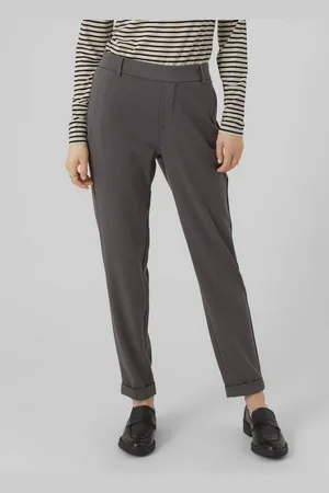 VERO MODA Anzughose VMMAYA MR LOOSE SOLID PANT NOOS knöchelfreie Form mit Saumaufschlag