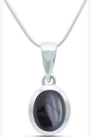 mantraroma Kette mit Anhänger MIALE oval aus 925 Silber mit Onyx (Kettenanhänger uns Kette), 925 Sterling Silber Ketten mit Kettenanhänger für Damen - Verkäufer: