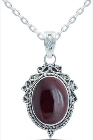 mantraroma Kette mit Anhänger BUNDERAN aus 925 Silber mit Granat (Kettenanhänger uns Kette), 925 Sterling Silber Ketten mit Kettenanhänger für Damen - Verkäufer: