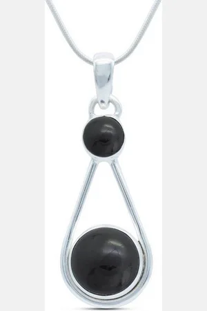 mantraroma Kette mit Anhänger HATA aus 925 Silber mit Onyx (Kettenanhänger uns Kette), 925 Sterling Silber Ketten mit Kettenanhänger für Damen - Verkäufer: