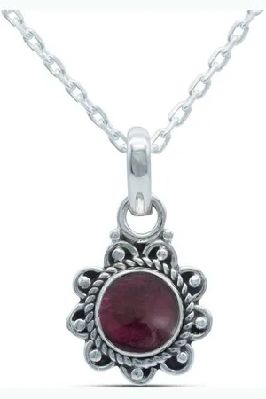 mantraroma Kette mit Anhänger JORO aus 925 Silber mit Granat (Kettenanhänger uns Kette), 925 Sterling Silber Ketten mit Kettenanhänger für Damen - Verkäufer: