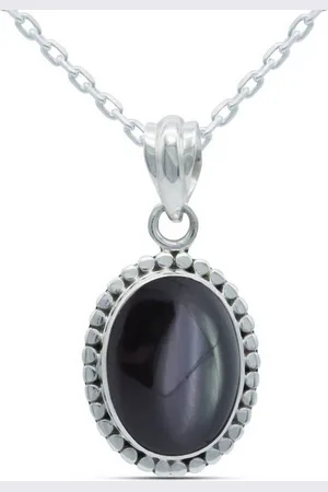 mantraroma Kette mit Anhänger PUNTI aus 925 Silber mit Onyx (Kettenanhänger uns Kette), 925 Sterling Silber Ketten mit Kettenanhänger für Damen - Verkäufer:
