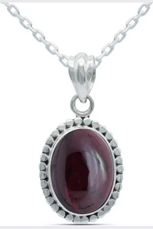 mantraroma Kette mit Anhänger PUNTI aus 925 Silber mit Granat (Kettenanhänger uns Kette), 925 Sterling Silber Ketten mit Kettenanhänger für Damen - Verkäufer: