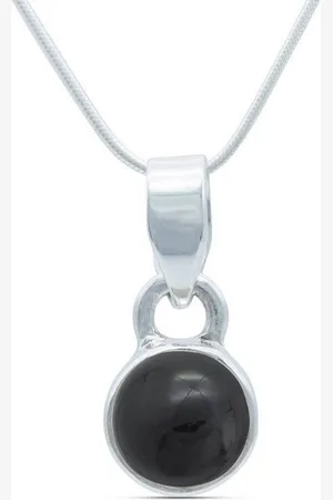 mantraroma Kette mit Anhänger SAMA rund aus 925 Silber mit Onyx (Kettenanhänger uns Kette), 925 Sterling Silber Ketten mit Kettenanhänger für Damen - Verkäufer: