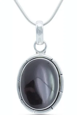 mantraroma Kette mit Anhänger DAMIRA aus 925 Silber mit Onyx (Kettenanhänger uns Kette), 925 Sterling Silber Ketten mit Kettenanhänger für Damen - Verkäufer:
