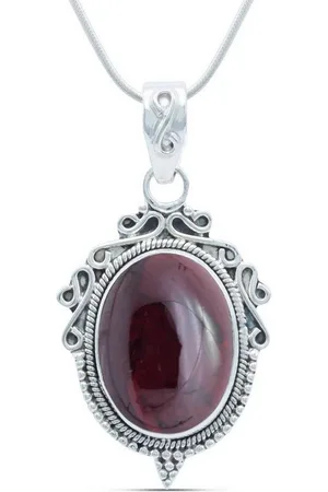 mantraroma Kette mit Anhänger BUNDERAN aus 925 Silber mit Granat (Kettenanhänger uns Kette), 925 Sterling Silber Ketten mit Kettenanhänger für Damen - Verkäufer: