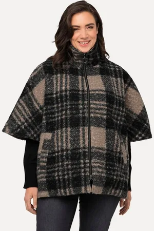 Ulla Popken Parka Cape Karomuster Curly Stehkragen 2-Wege-Zipper - Verkäufer: Popken Fashion Group