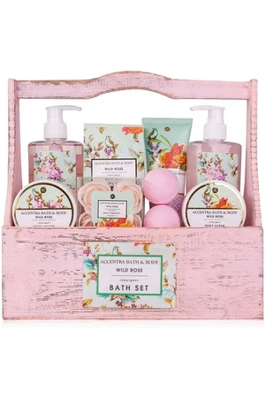 accentra Pflege-Geschenkset Beauty Geschenkset für Frauen "Vintage Holzbox" in dekorativer Holzbox, im Landhaus-Stil-Holz Kopb - Verkäufer: Acora-Giving