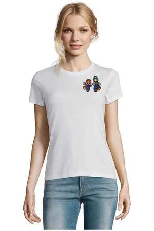 Blondie & Brownie T-Shirt Damen Mario & Luigi Brust Stick Yoshi Bowser Retro Gaming bestickt - Verkäufer: Hubihu