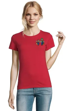 Blondie & Brownie T-Shirt Damen Mario & Luigi Brust Stick Yoshi Bowser Retro Gaming bestickt - Verkäufer: Hubihu