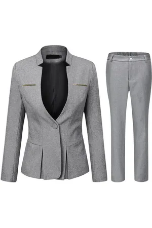 Allthemen Hosenanzug (2 tlg) Damen Eleganter Business Anzug Set mit einem Knopf - Verkäufer:
