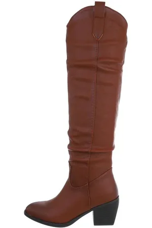 Ital-Design Damen Cowboyboots Freizeit Westernstiefel (82291884) Blockabsatz Overknees in Camel - Verkäufer: