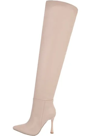 Ital-Design Damen Abendschuhe Party & Clubwear Overkneestiefel Pfennig-/Stilettoabsatz High-Heel Stiefel in Beige - Verkäufer: