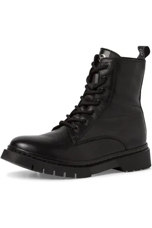 Tamaris Schnürboots, Schnürstiefelette, Chunky Boots mit logobedruckter Anziehlasche