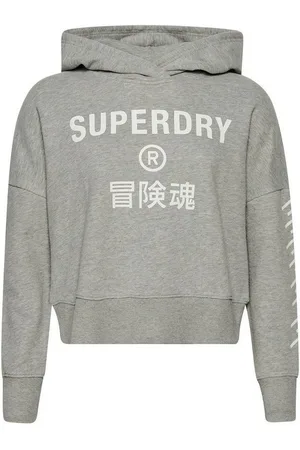Superdry Hoodie Damen Hoody CODE CORE SPORT CROP BOX HOOD Grey Marl - Verkäufer: Fashioncode