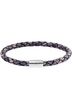 CAÏ Armband Edelstahl Leder Marine 23cm