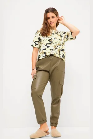 STUDIO UNTOLD Cargoshorts Lederoptik Hose High Waist Elastikbund - Verkäufer: Popken Fashion Group