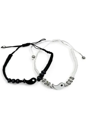 Eyecatcher Armkette Yin + Yang Stoff Zirkonia Freundschaftschaftsarmband (Set) - Verkäufer: