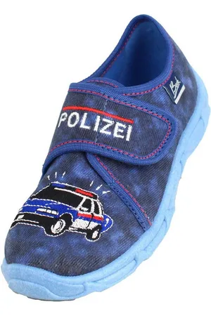 Beck Hausschuh Polizei Hausschuh (atmungsaktive Materialien, für Kindergarten, Schule, Zuhause) mittlere Weite, robuste Materialien, weiche bequeme Decksohle - Verkäufer: