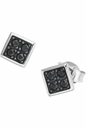 Giorgio Martello Paar Ohrstecker carréförmig mit weißen oder schwarzen Steinen, Silber 925
