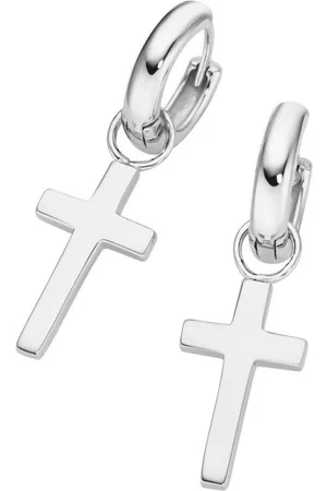 Giorgio Martello Paar Creolen mit Behang Kreuz, Silber 925