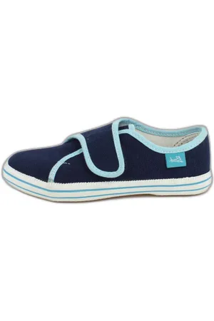 Beck Leichter Leinenschuh Basic Hausschuh (für drinnen und draußen geeignet, für Mädchen und Jungs) verstellbarer Klettverschluss, atmungsaktive Baumwolle - Verkäufer: