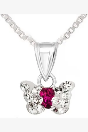 schmuck23 Kettenanhänger Anhänger Kette Schmetterling 925 Silber Kristalle Kinder Mädchen (Halskette mit Anhänger), Silberanhänger Kettenanhänger Kinderschmuck Halskette - Verkäufer: