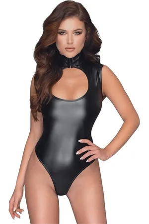 Cottelli Collection Body Wetlook Body mit Schrittverschluss - (1-tlg) Mit großzügigem Dekolleté-Ausschnitt - Verkäufer: Sandritas