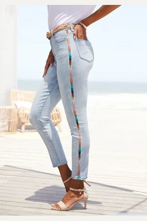 Lascana High-waist-Jeans mit seitlicher Stickerei, elastische Skinny-Jeans