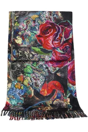 ZEBRO Modeschal Schal, mit Fransen / Tuch / Blumenmuster / Modetuch - Verkäufer: