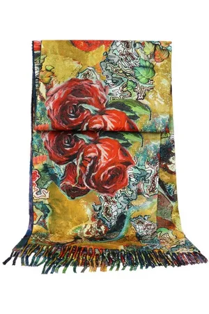 ZEBRO Modeschal Schal, mit Fransen / Tuch / Blumenmuster / Modetuch - Verkäufer: