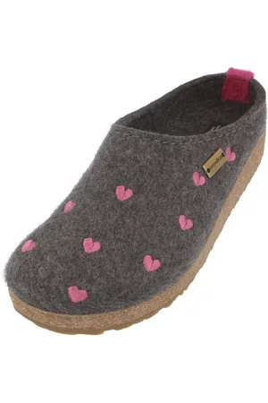 Haflinger Grizzly Cuoricino Filzclog aus reinem Wollfilz Unisex Herzmotiv Hausschuh - Verkäufer: Natural Slipper