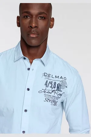 DELMAO Langarmhemd mit Print und Stickerei