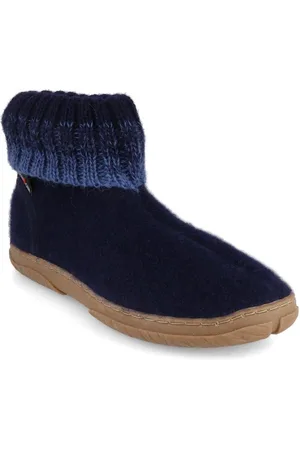 Haflinger Kinder Hüttenschuhe Yuki, mittelblau, jungen, winter Hausschuh wärmeisolierend - Verkäufer: WoolFit