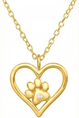ALEXANDER YORK Kette mit Anhänger PFOTE IN HERZ in Gold, 2-tlg., 925 Sterling Silber - Verkäufer: