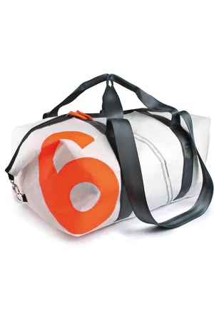 360Grad Reisetasche Reisetasche recyceltes Segeltuch Kutter XL Weiss Grau Orange von 360 G - Verkäufer: MARITIMIA