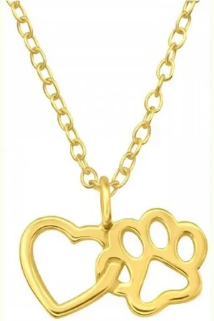 ALEXANDER YORK Kette mit Anhänger HERZ UND PFOTE in Gold, 2-tlg., 925 Sterling Silber - Verkäufer:
